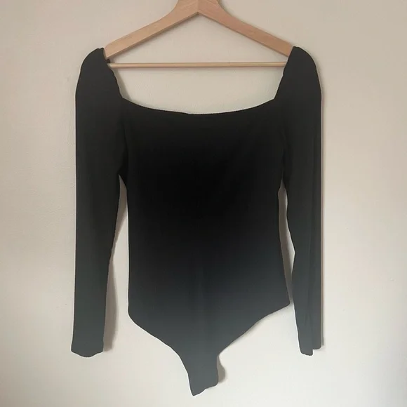 Reformation Gaia Black Bodysuit Long Sleeve Size Large - Picture 5 of 8